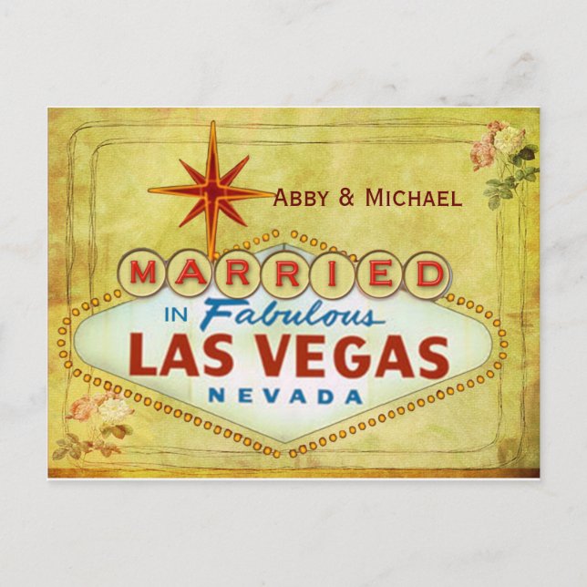 Married in Fabulous Las Vegas - Vintage Announcement Postcard (Front)