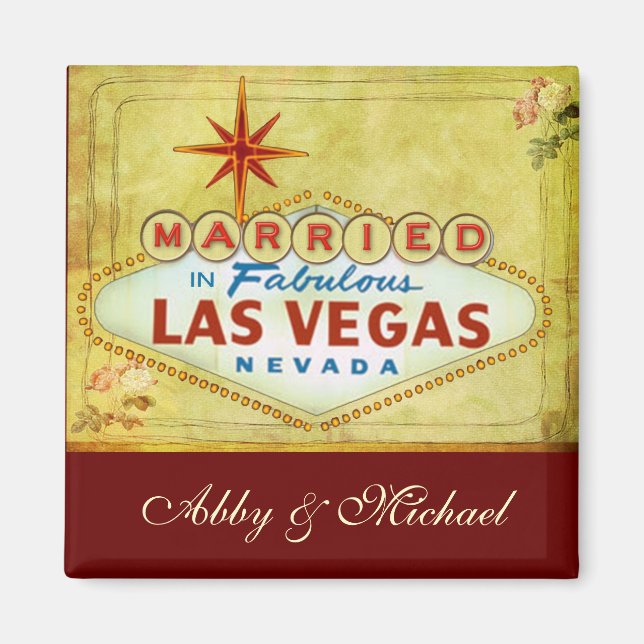 Married in Fabulous Las Vegas - Vintage Magnet (Front)