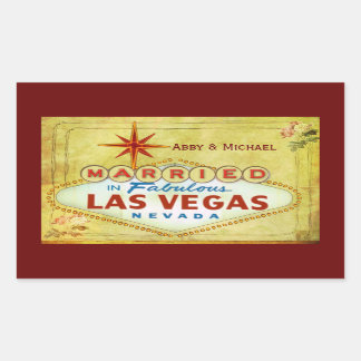 Married in Fabulous Las Vegas - Vintage Rectangular Sticker