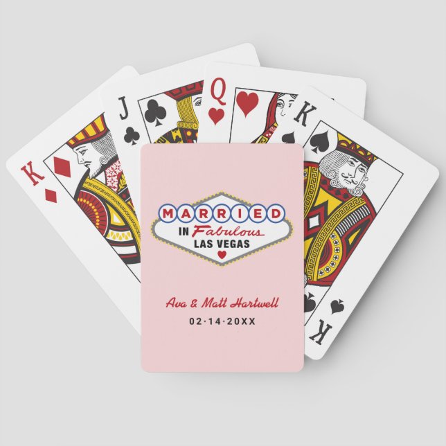 Married in Fabulous Las Vegas Wedding Monogram Playing Cards (Back)