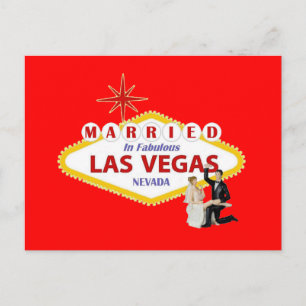 MARRIED In Fabulous Las Vegas with Bride & Groom P Postcard