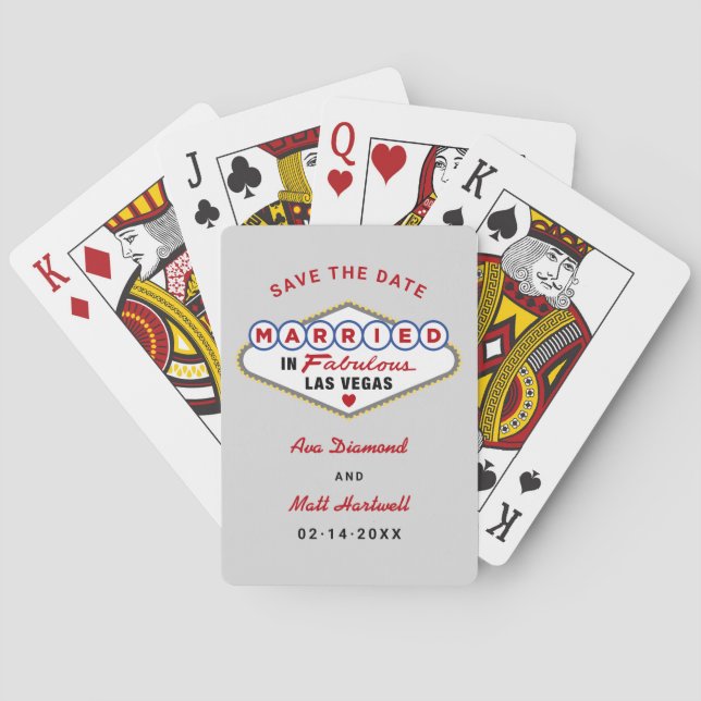 Married in Fabulous Vegas Wedding Save the Date Playing Cards (Back)