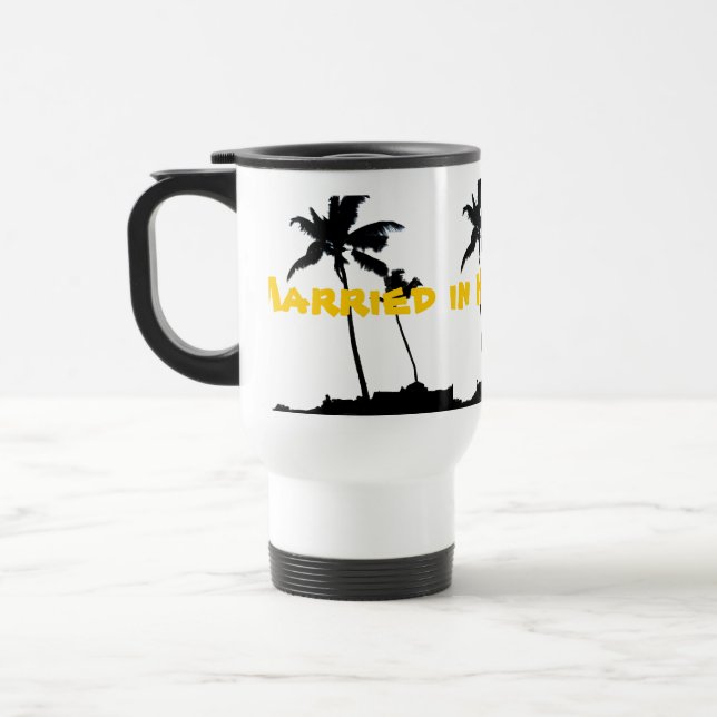 Married in Hawaii Palm Trees Travel Mug (Left)