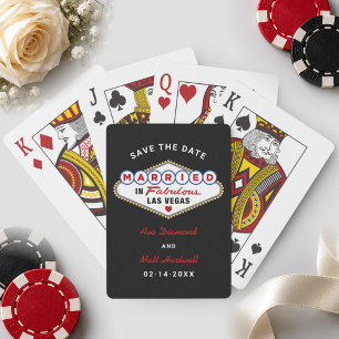 Married in Las Vegas Black Save the Date Playing Cards