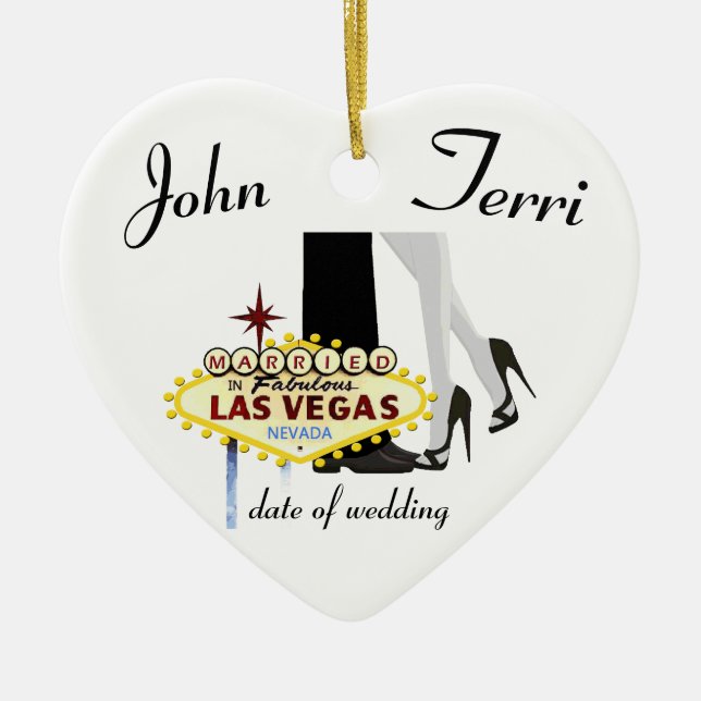 Married in Las Vegas Personalised Ceramic Ornament (Front)