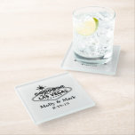 Married in Las Vegas Personalised Wedding Favour Glass Coaster<br><div class="desc">Married in Las Vegas Personalised Wedding Favour Keepsake Glass Coaster</div>