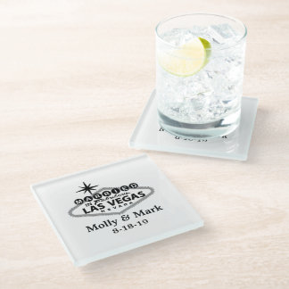 Married in Las Vegas Personalised Wedding Favour Glass Coaster