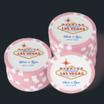 Married in Las Vegas Pink Casino Wedding Favour Poker Chips<br><div class="desc">Get ready for a memorable Las Vegas wedding with these customisable married in las vegas wedding poker chips.</div>