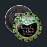 Married in Las Vegas Style - Green Bottle Opener<br><div class="desc">Bottle Opener. Featured in a married in Las Vegas style design with a green and faux gold metallic look ready for you to personalise. More colours are available. 📌If you need further customisation, please click the "Click to Customise further" or "Customise or Edit Design"button and use our design tool to...</div>