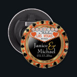 Married in Las Vegas Style - Orange Bottle Opener<br><div class="desc">Bottle Opener. Featured in a married in Las Vegas style design with an orange and faux gold metallic look ready for you to personalise. More colours are available. 📌If you need further customisation, please click the "Click to Customise further" or "Customise or Edit Design"button and use our design tool to...</div>