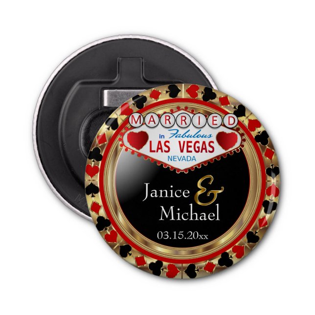 Married in Las Vegas Style - Red Bottle Opener (Front)