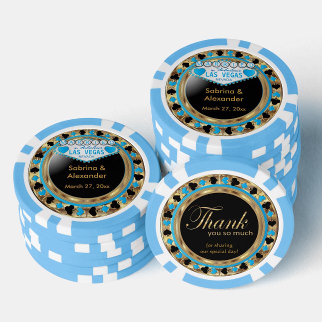 Married in Las Vegas - Thank You | Blue Poker Chips (Stack)