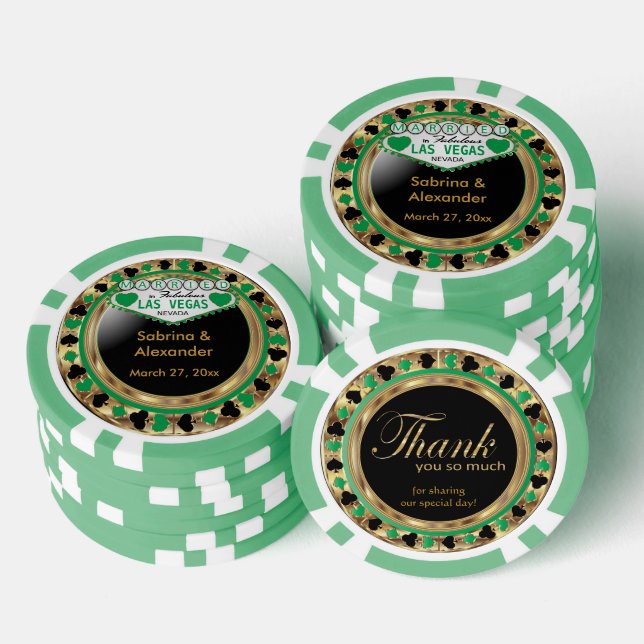 Married in Las Vegas - Thank You | Green Poker Chips (Stack)