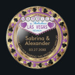 Married in Las Vegas - Thank You - Purple Magnet<br><div class="desc">Casino style Magnet. Married in Las Vegas thank you for sharing this special day with us featured in a purple, gold and black design. Makes a great party favour keepsake for the guest of honour or your guest. More colours are available. ✔Note: Not all template areas need changed. 📌If you...</div>
