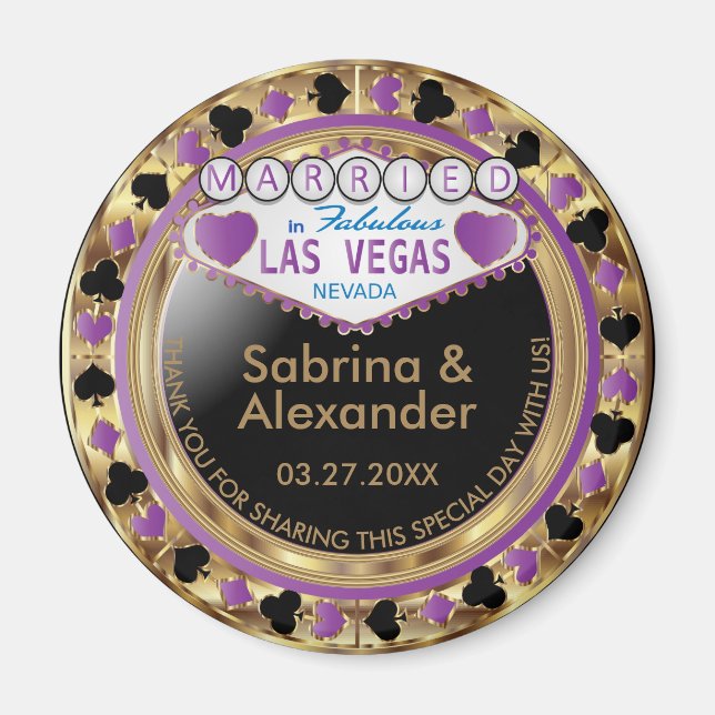 Married in Las Vegas - Thank You - Purple Magnet (Front)