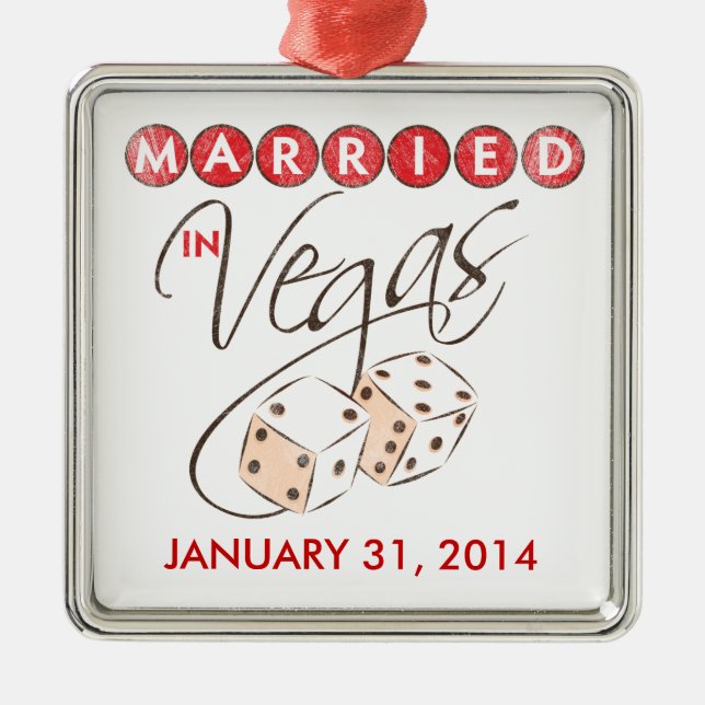 Married in Vegas Dice Keepsake Ornament (Front)