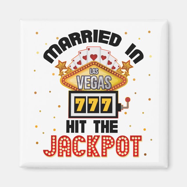 Married in Vegas Jackpot Casino Wedding Couple  Magnet (Front)