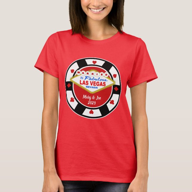 Married in Vegas Poker Chip T-Shirt (Front)