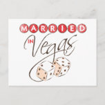 Married in Vegas Postcard<br><div class="desc">Getting married in Vegas? Let everyone know with this destination wedding design on t-shirts & other gifts. For Vegas brides and grooms. Reads,  "Married in Vegas" with an illustration of two dice making lucky number 7. Easy to personalise. Change style,  colour or add text for personalised touch.</div>