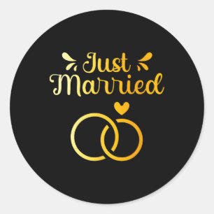 Married Just Wedding Marriage Groom Bride Husband Classic Round Sticker