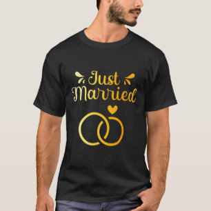 Married Just Wedding Marriage Groom Bride Husband  T-Shirt