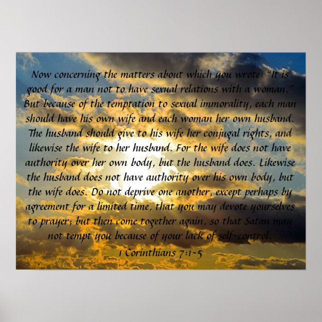 married life bible verse 1 Corinthians 7:1-5 Poster (Front)