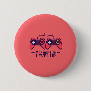 Married Life Level Up Gaming Art 6 Cm Round Badge
