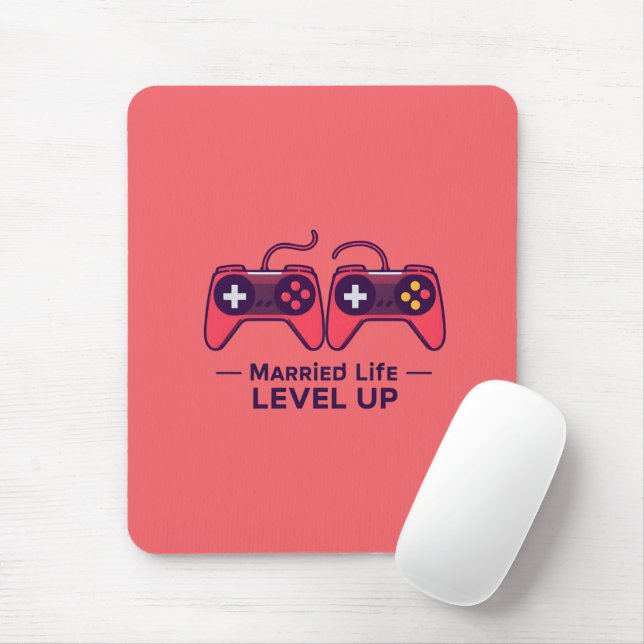 Married Life Level Up Gaming Art Mouse Mat (With Mouse)