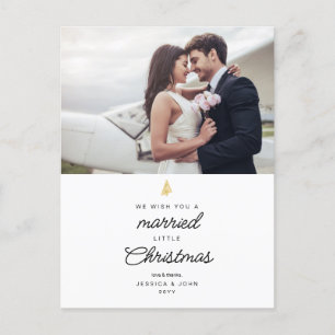Married Little Christmas Photo Wedding Thank you Holiday Postcard