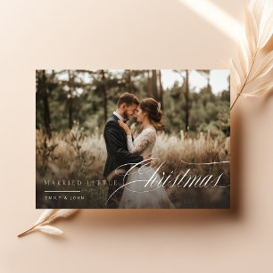 Married Little Christmas Rustic Photo Newlywed Holiday Card