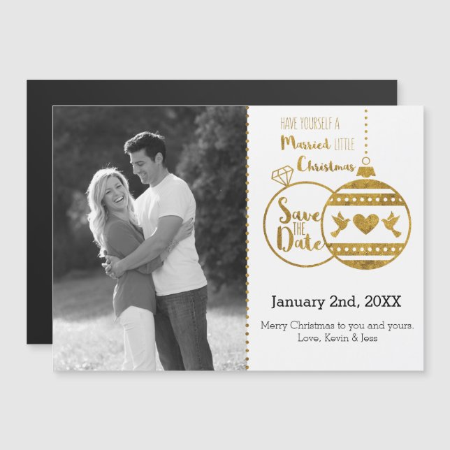 Married Little Christmas Save the Date Magnetic Invitation (Front/Back)