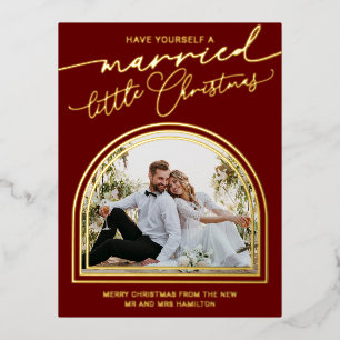 Married Little Christmas Wedding Foil Postcard