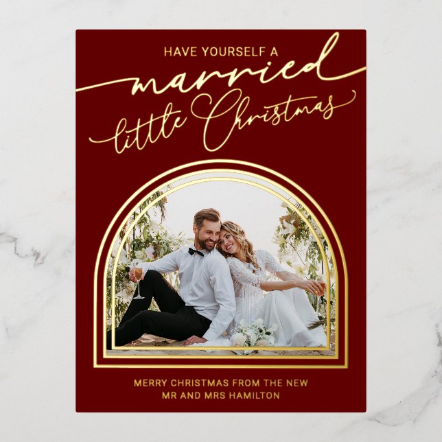 Married Little Christmas Wedding Foil Postcard (Front)
