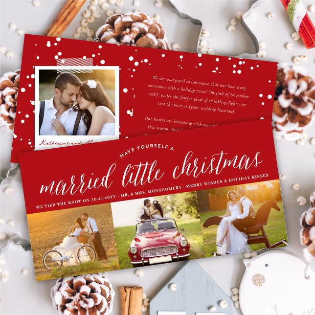 Married Little First Christmas Multi Photo Wedding Holiday Card (Creator Uploaded)