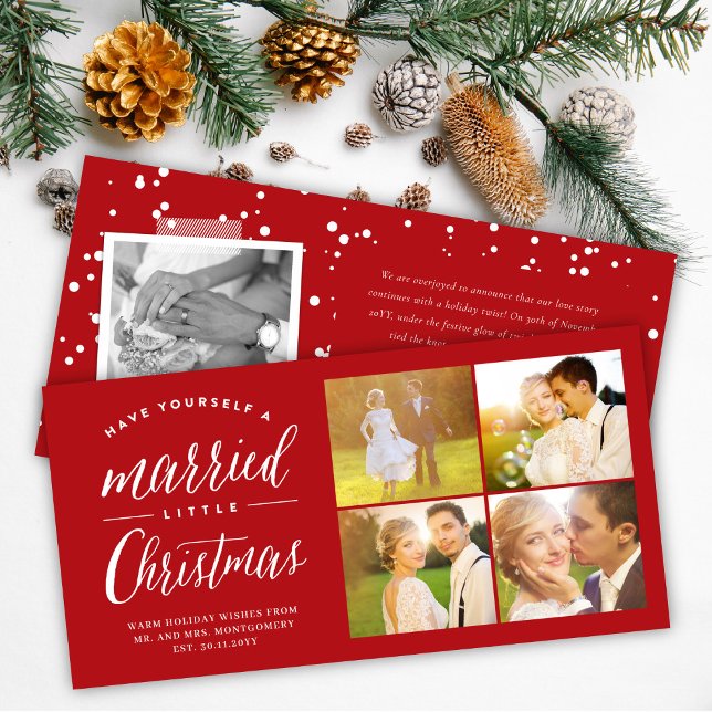Married Little First Christmas Multi Photo Wedding Holiday Card (Creator Uploaded)