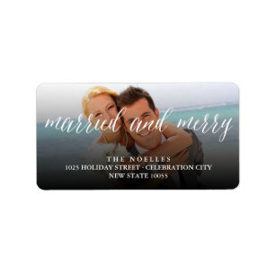 Married & Merry 1st Christmas Holiday Photo Labels