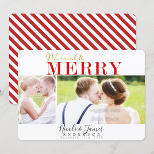 Married & Merry Christmas Holiday 2 Photos Photo Invitation