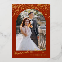 Married & Merry Christmas Photo Arch frame Red