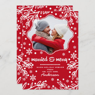 Married & Merry. Christmas Photo Card