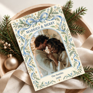 Married & Merry Christmas Photo Holiday Card