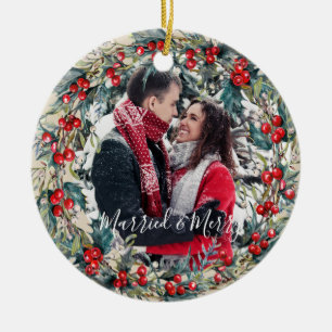 Married & Merry first christmas tree ornament