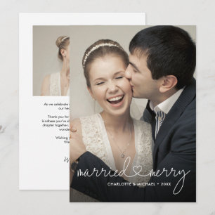 Married & Merry First Christmas wedding Photos Holiday Card