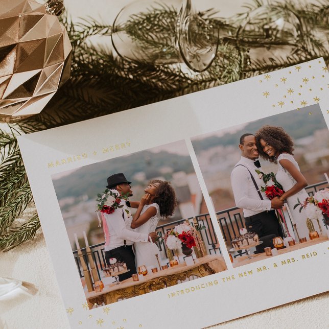 Married & Merry Foil Holiday Wedding Announcement (Creator Uploaded)