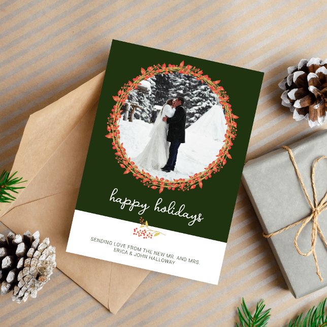 Married Merry Happy Holidays Christmas Photo Card (Creator Uploaded)
