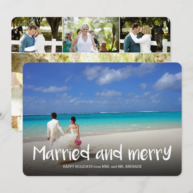 Married Merry Holiday Photo First Christmas Modern Invitation (Front/Back)