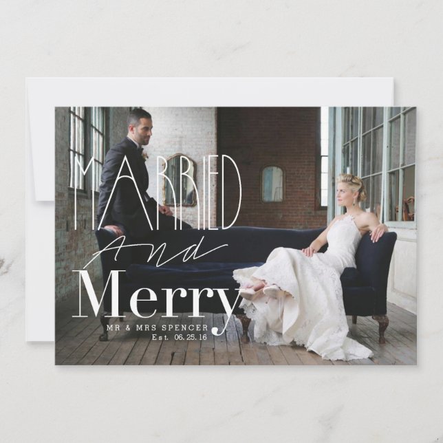 Married & Merry | Married Couple Holiday Photo Card (Front)