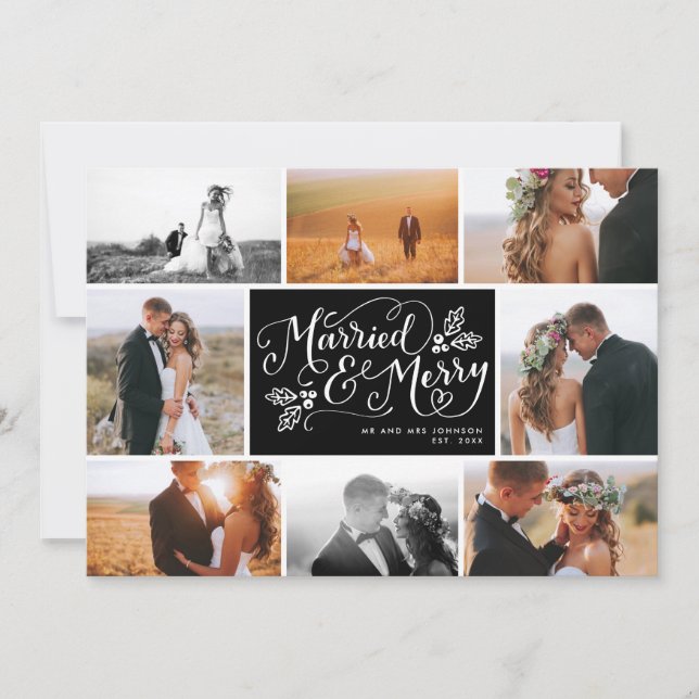 Married & Merry Multi-Photo Collage Holiday (Front)
