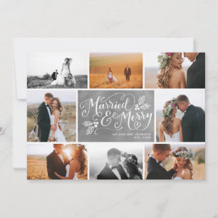Married & Merry Multi-Photo Collage Holiday Chalk