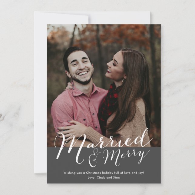 Married & Merry Newlywed  Photo Christmas Holiday Card (Front)