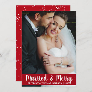 Married & Merry Newlywed Wedding Photo Card R S